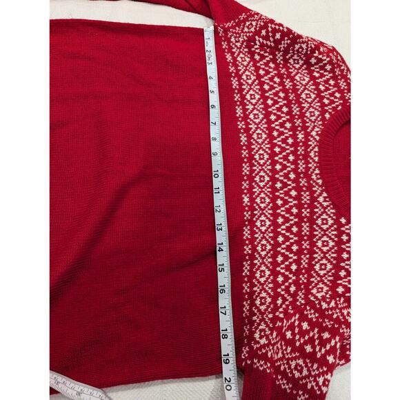 Women's Red and White knit Fair Isle style sweater by Faded Glory size L (12/14) - Picture 5 of 7